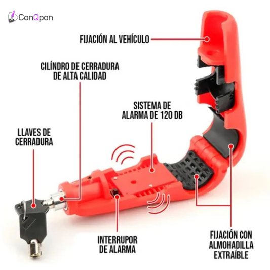 Candado de manillar con alarma para moto ConQPon