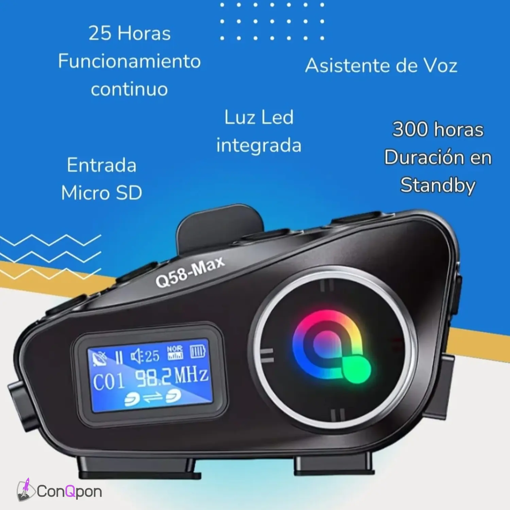 Intercomunicador para Casco de Moto Q58-MAX ConQPon