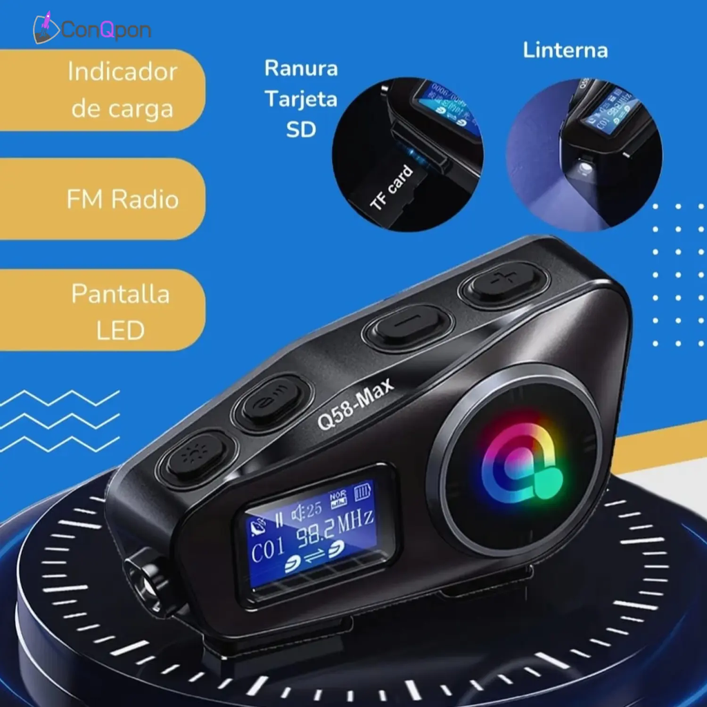 Intercomunicador para Casco de Moto Q58-MAX ConQPon