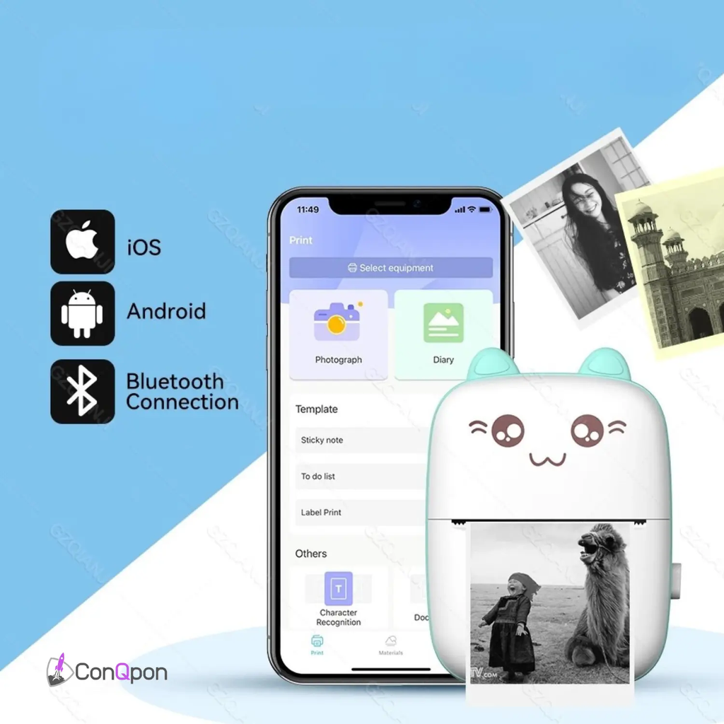 Mini Impresora Térmica de Gatito ConQPon