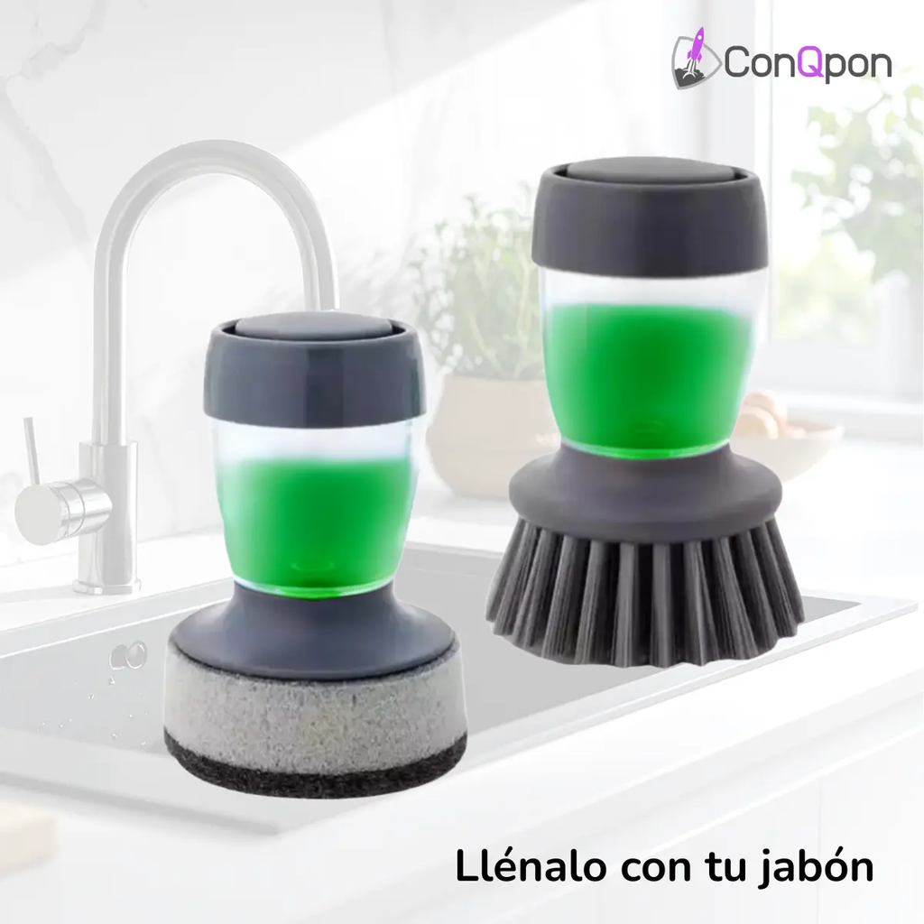 Set Esponja y Cepillo dispensador ConQPon