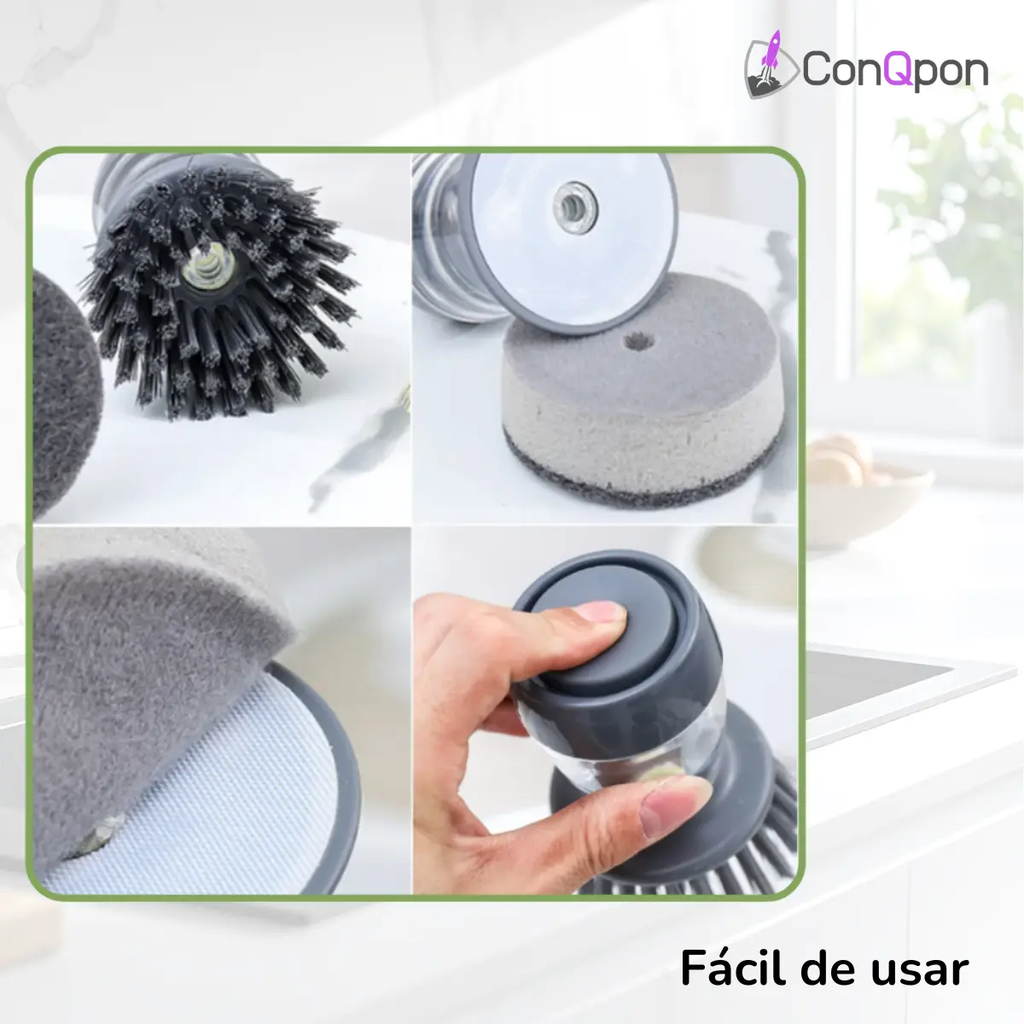 Set Esponja y Cepillo dispensador ConQPon