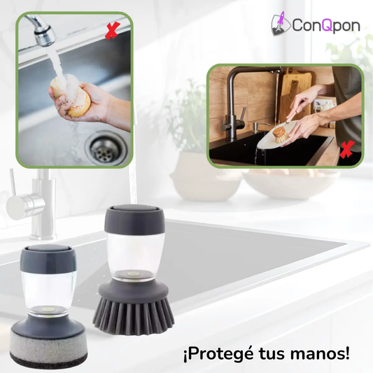 Set Esponja y Cepillo dispensador ConQPon