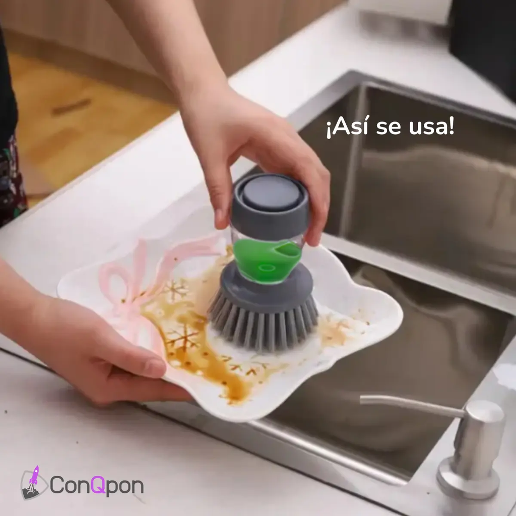 Set Esponja y Cepillo dispensador ConQPon