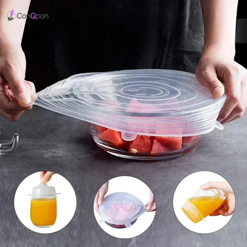 Tapas de silicona multiusos para tus alimentos ConQPon